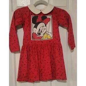 Vintage Disney Store Minnie Mouse Red Dress School Theme Sz 6